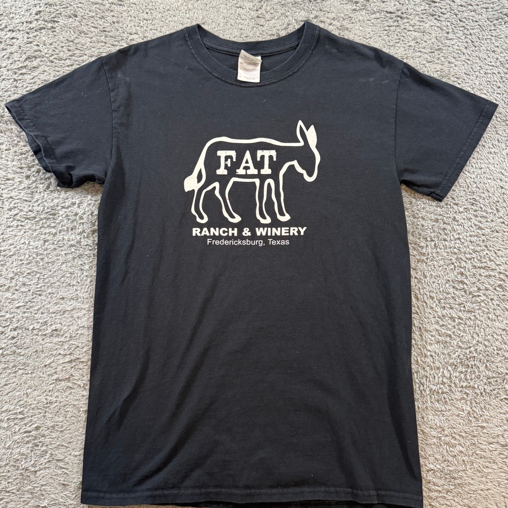Gildan Fat Ass Ranch Winery T-Shirt Small Black Mens Graphic Tee LMAO Texas